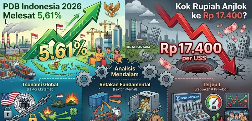 PDB Indonesia 2026 Melesat 5,61%, Kok Rupiah Anjlok ke Rp 17.400? Ini Analisis Mendalamnya!