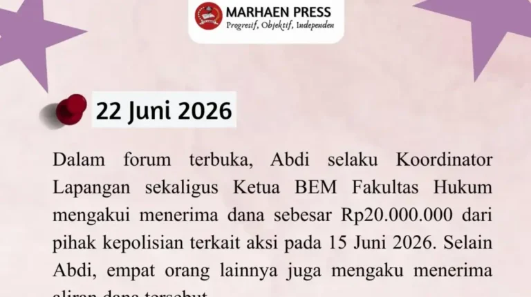 Ketua BEM FH UBK Akui Terima Uang Pasca Demonstrasi Mahasiswa