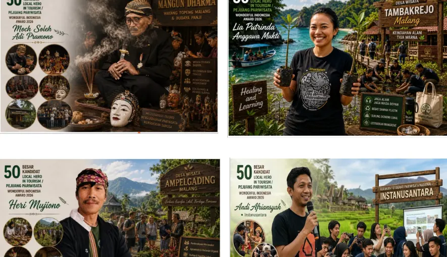 Empat Inovator Pariwisata Malang Tembus Daftar 50 Pahlawan Lokal Nasional
