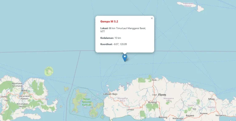 Gempa Magnitudo 5,0 Guncang Ende, Getaran Dirasakan hingga Bajawa