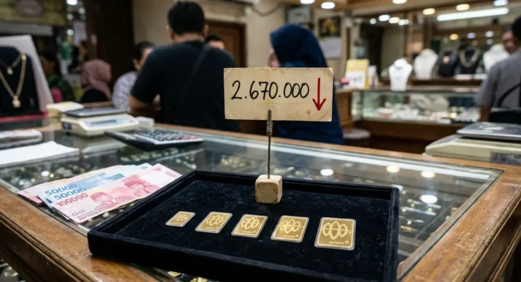 Harga Emas Antam Hari Ini Anjlok Rp48.000, Jadi Rp2,67 Juta per Gram
