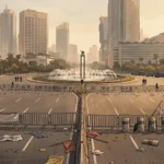 Barikade polisi di Jalan MH Thamrin dekat Bundaran HI saat demo mahasiswa 28 Oktober 2026