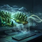 Ilustrasi dunia virtual interaktif bersuara buatan model AI Genie 4 Google DeepMind