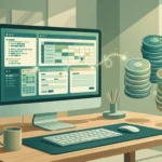 Ilustrasi model AI GPT-6.1 Terra mengoperasikan aplikasi di layar komputer kantor