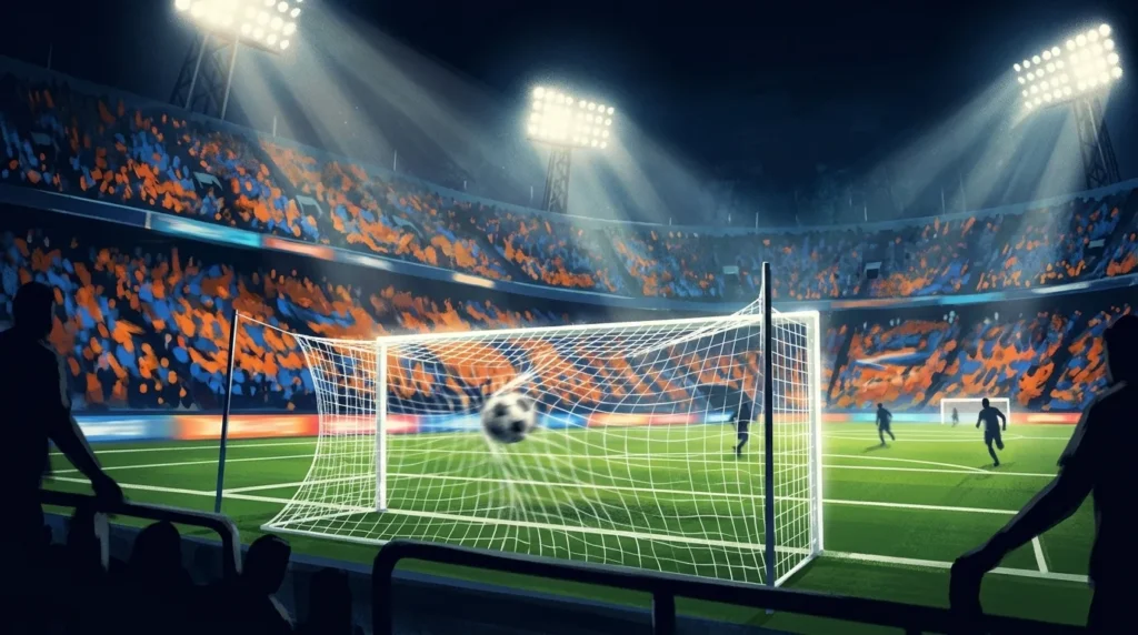 Ilustrasi stadion sepak bola malam hari saat laga Persija Jakarta melawan Arema FC di Bekasi
