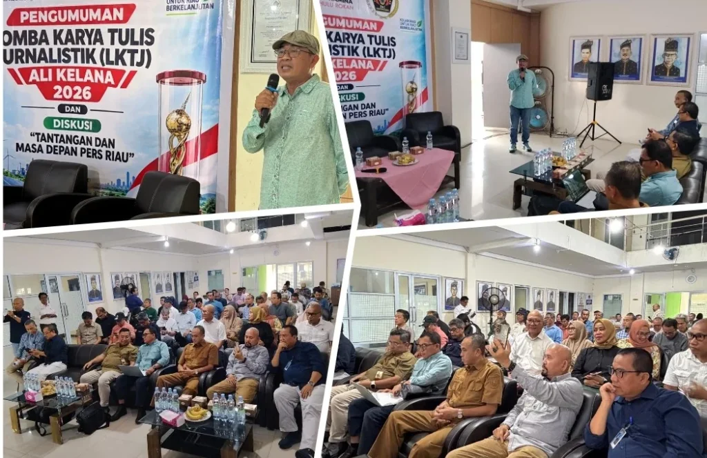 Ilustrasi kabut asap tebal menyelimuti gedung dan jalan raya kota Pekanbaru