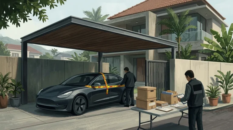 Ilustrasi penggeledahan rumah dan penyitaan mobil listrik oleh penyidik KPK